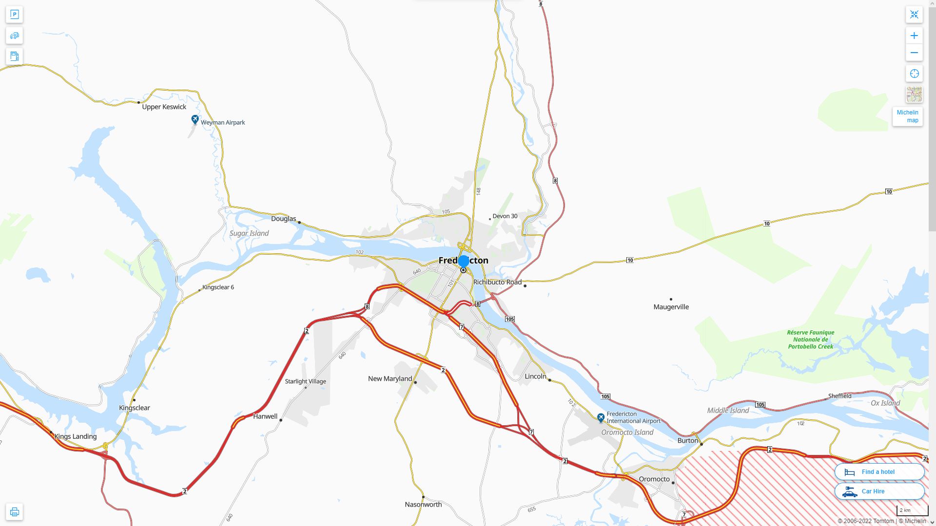 Fredericton Canada Autoroute et carte routiere